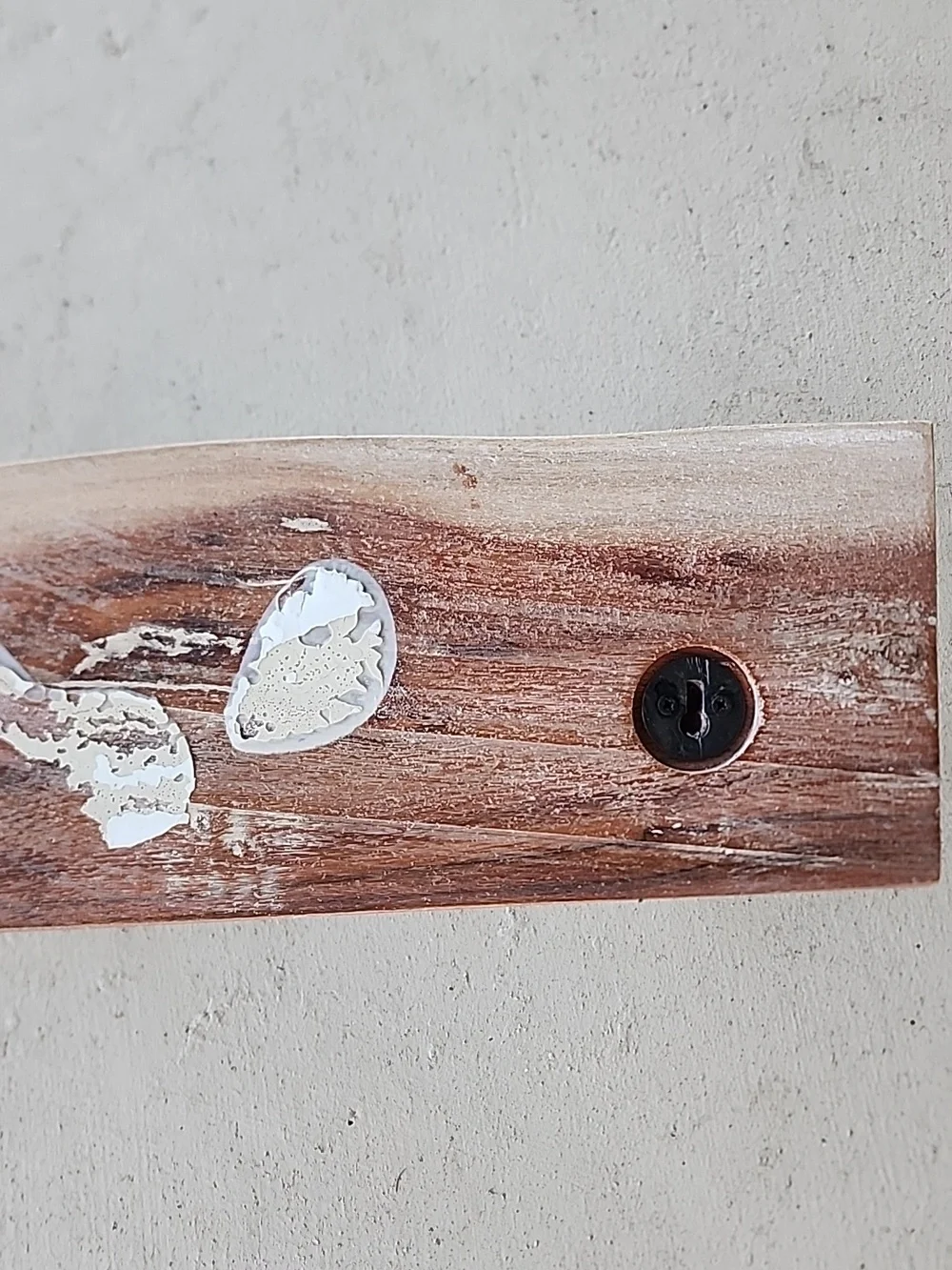 Wooden Wall Coat Rack with Silver Hooks - Neutral Brown